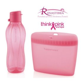   Tupperware Öko+ Palack 500 ml The Ultimate Szilikontáska kicsi Pink Október szett