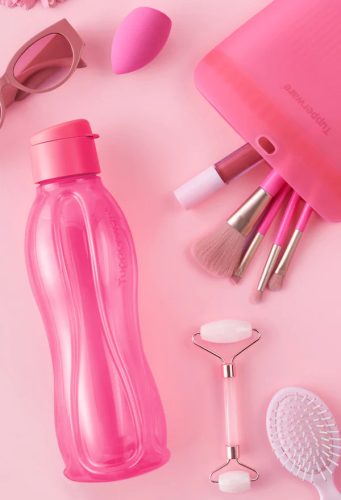 Tupperware Öko+ Palack 500 ml The Ultimate Szilikontáska kicsi Pink Október szett
