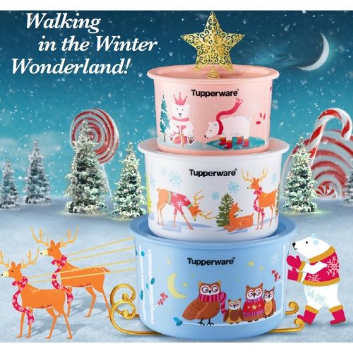 Tupperware Karácsonyi Kerek Tároló szett (3 db)