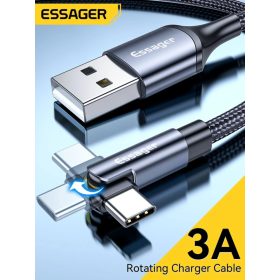   Essager 3A Type-C USB kábel gyorstöltéshez, forgatható fejjel 2 méter