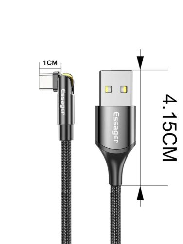 Essager 3A Type-C USB kábel gyorstöltéshez, forgatható fejjel 2 méter