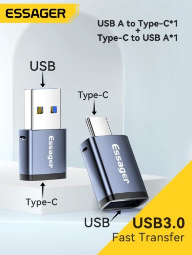 Essager USB A Type-C és Type-C USB A OTG adapter átalakító szett