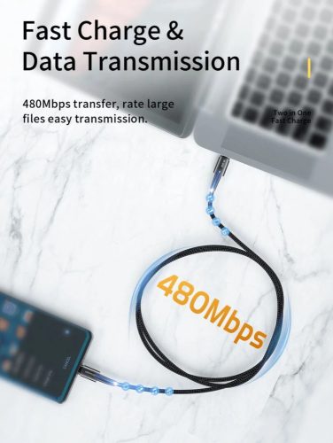 Essager Type-C Type-C PD 60W szövet borítású kábel 1 méter