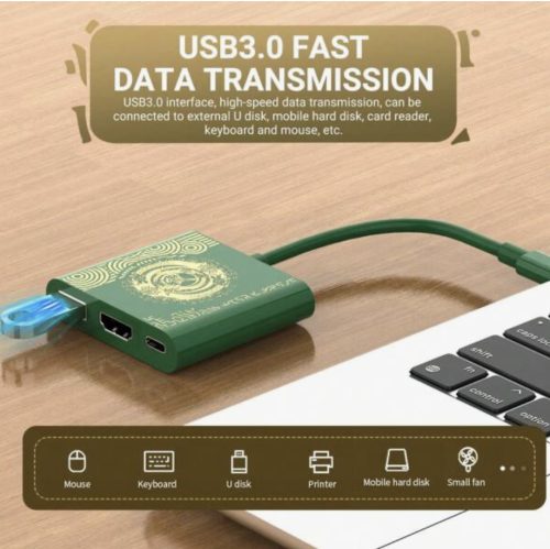 Nintendo Switch mobil dokkoló, 3 az 1-ben multifunkciós Type-C HUB, Zelda Tears of the Kingdom