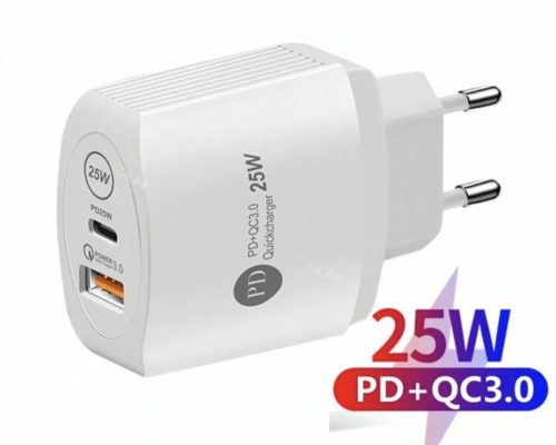 USB C töltő Gyorstöltő PD 25W Type C töltő Telefon töltő Quick Charge 3.0 Adapter kompatibilis iPhone Xiaomi Huawei Samsung telefonnal