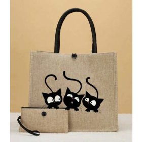 Kétrészes vászon kézitáska - Cicák
