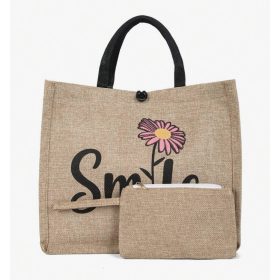 Kétrészes vászon kézitáska - Mosoly