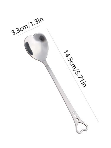 Rozsdamentes acél desszertes kanál, kreatív szív dizájn