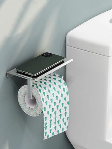 Alumínium WC papír tartó mobiltartóval