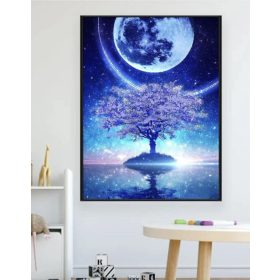 Gyémántszemes kirakó 30 x 40 cm - Fa és Hold