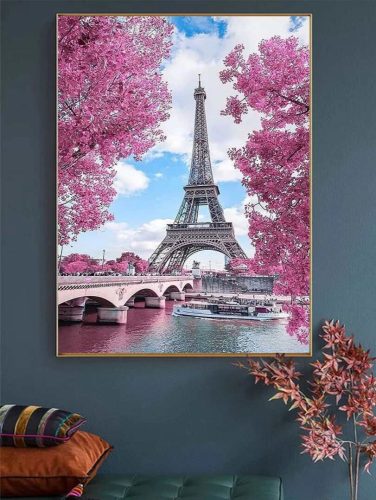 Gyémántszemes kirakó 30 x 40 cm - Eiffel-torony és Jéna híd