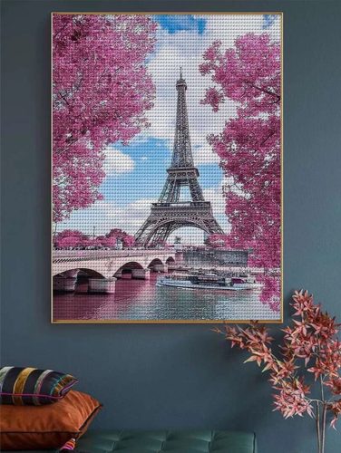 Gyémántszemes kirakó 30 x 40 cm - Eiffel-torony és Jéna híd
