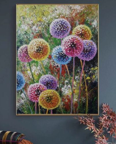 Gyémántszemes kirakó 30 x 40 cm - Színes pitypangok