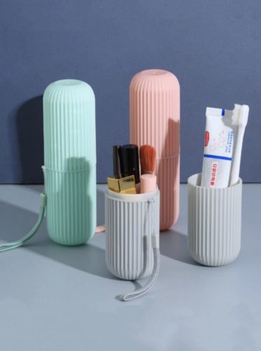 Hordozható fogkefe- és fogkrémtartó utazótok több színben