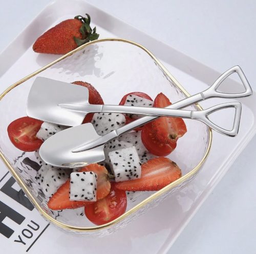 Rozsdamentes acél desszertes kanál, kreatív lapát dizájn 4 db