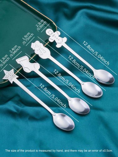 4 db Karácsonyi kávéskanál, teáskanál