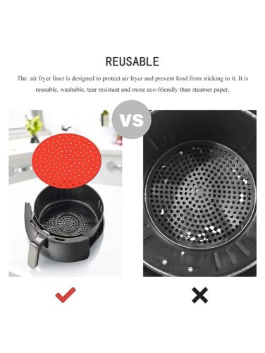 Air Fryer szilikon alátét forrólevegős sütőkhöz, kerek