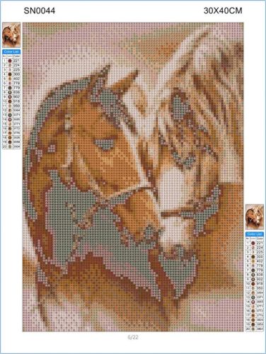 Gyémántszemes kirakó 30 x 40 cm - Lovak