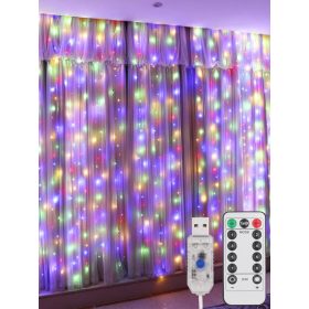   Karácsonyi LED fényfüggöny távirányítóval 3 x 2 méter színes