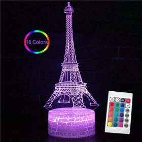  3D dekorációs színes LED lámpa távirányítóval - Eiffel-torony