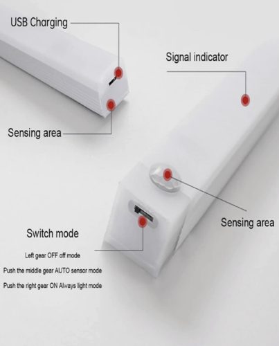 Mozgásérzékelős, mágneses, akkumulátoros, LED szekrényvilágítás, konyhai világítás – hidegfehér