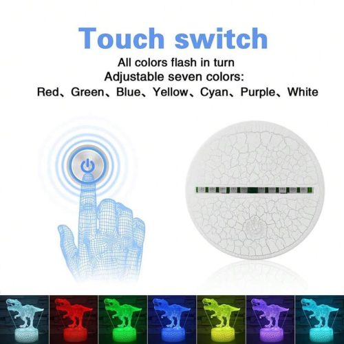 3D dekorációs színes LED lámpa távirányítóval - Dinoszaurusz T-Rex